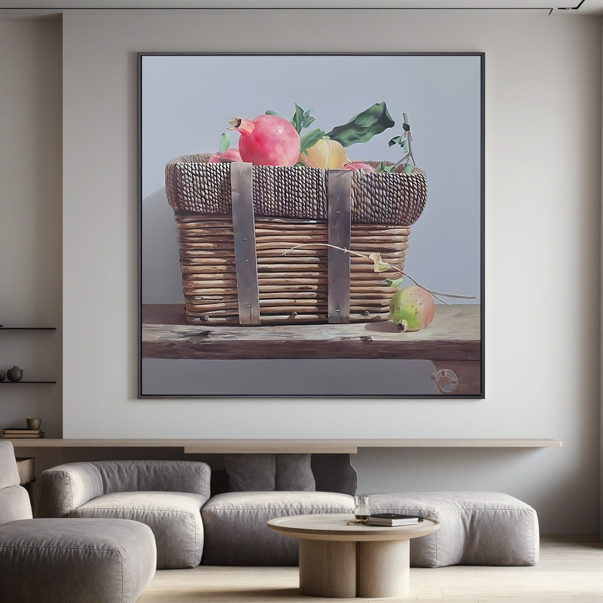 Fruit Basket Still Life-Rustic Fruit Basket Still Life Wall Art