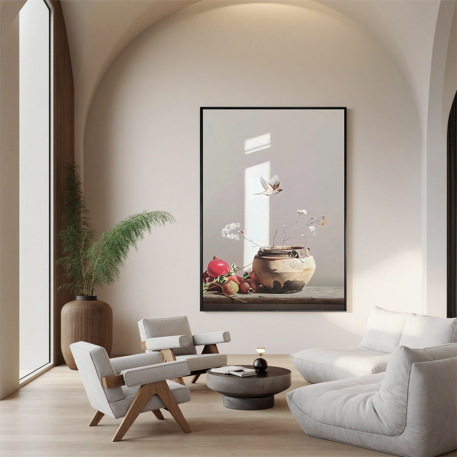 Bird Above the Clay Pot-Bird and Clay Pot Still Life Wall Art