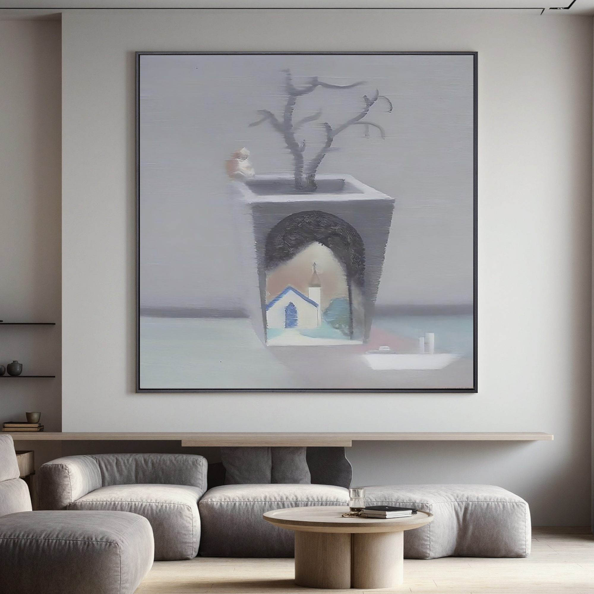 House in the Flower Pot-Surreal House Flower Pot Wall Art