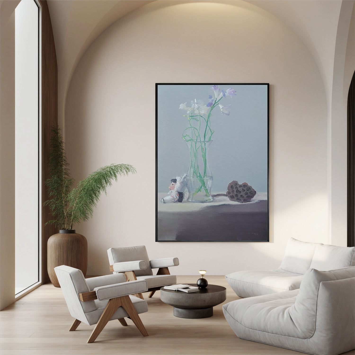 Flowers in a Glass Vase-Minimalist Flower Vase Still Life Wall Art