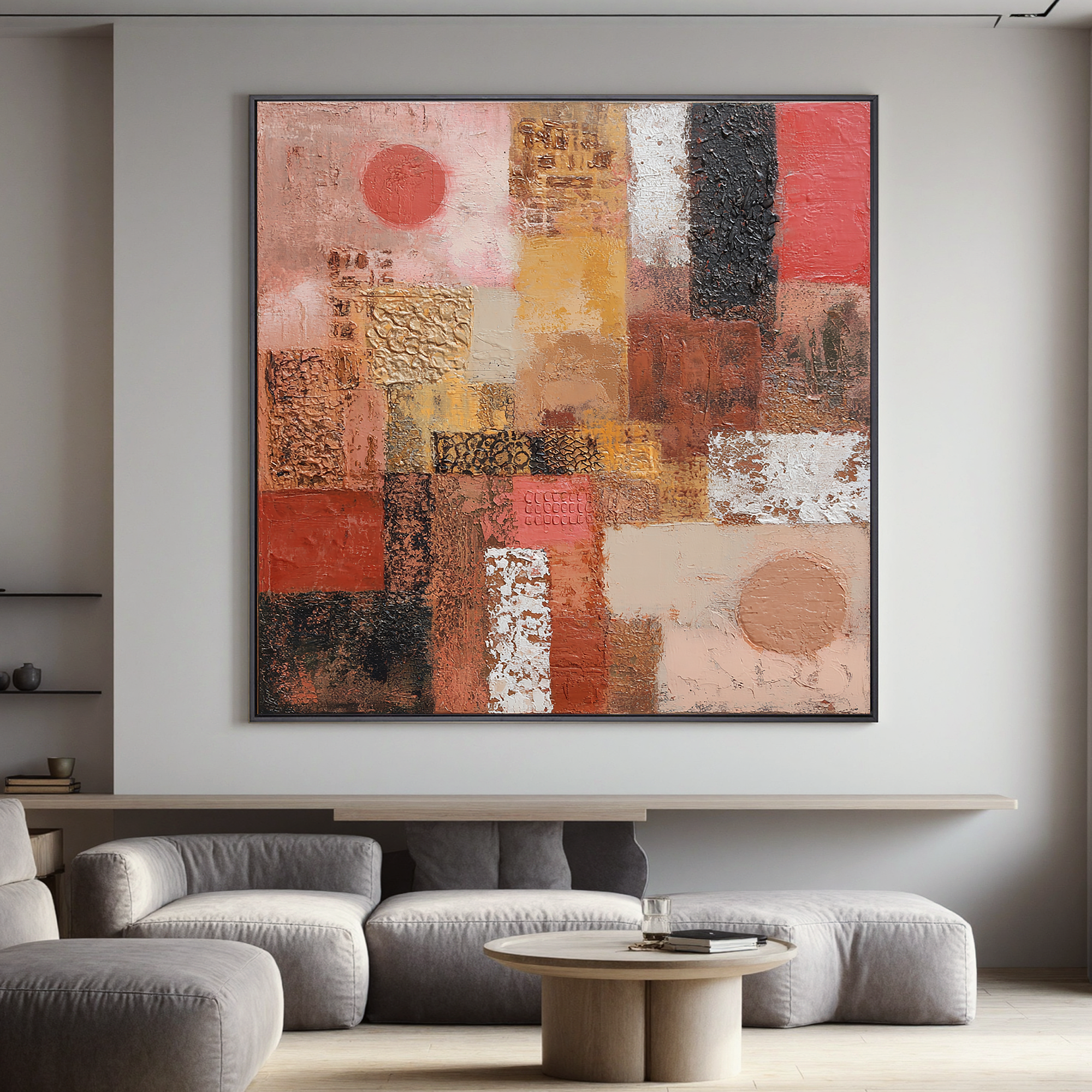 Abstract Terracotta Texture Painting – Modern Earth Tone Canvas Wall Art#OA 0892