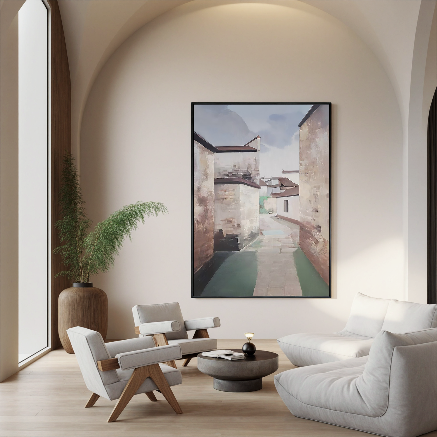 Quiet Old Alley-Traditional Village Alley Landscape Wall Art