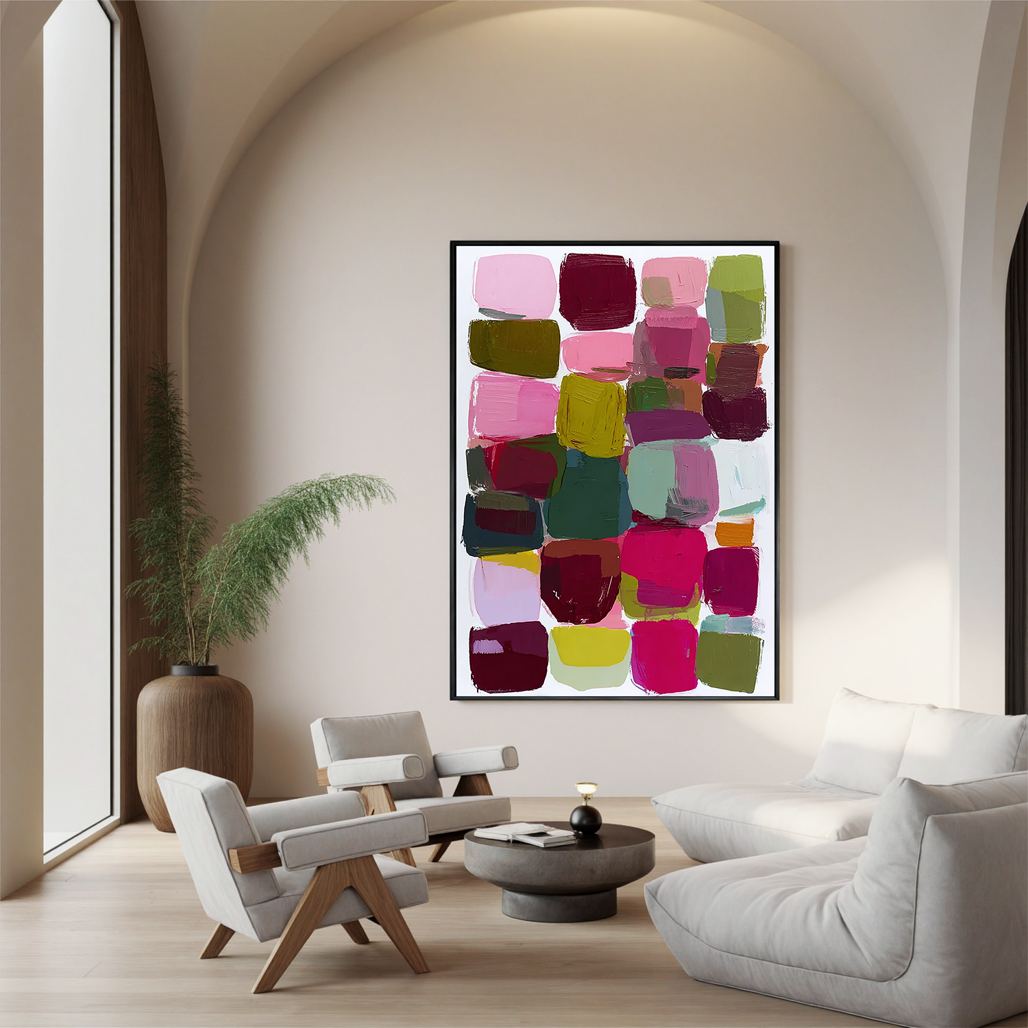 Color Block Abstract Oil Painting, Modern Colorful Wall Art for Living Room Decor #OA 0560
