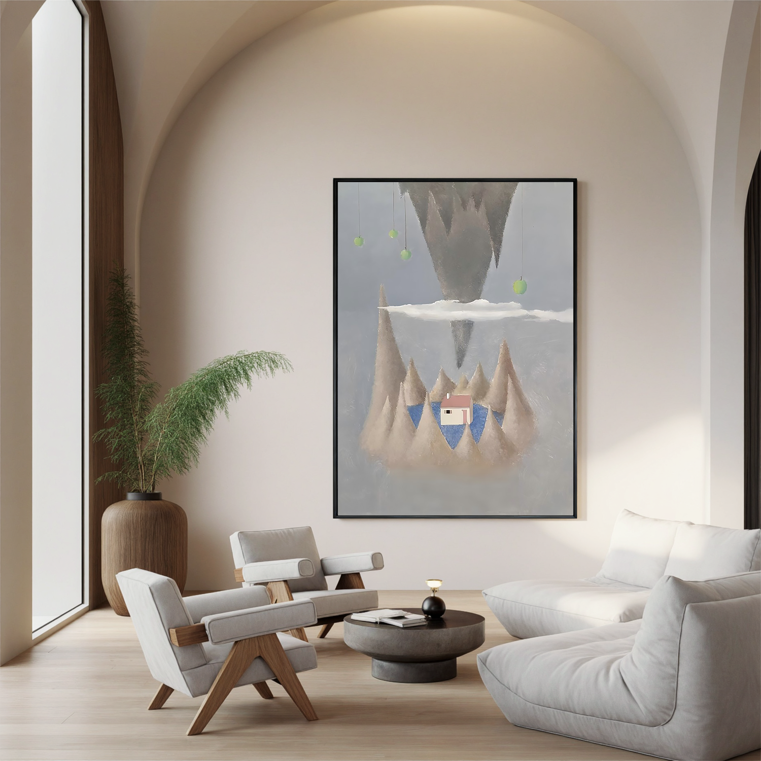 Floating Mountain House-Surreal Floating Mountain Landscape Wall Art