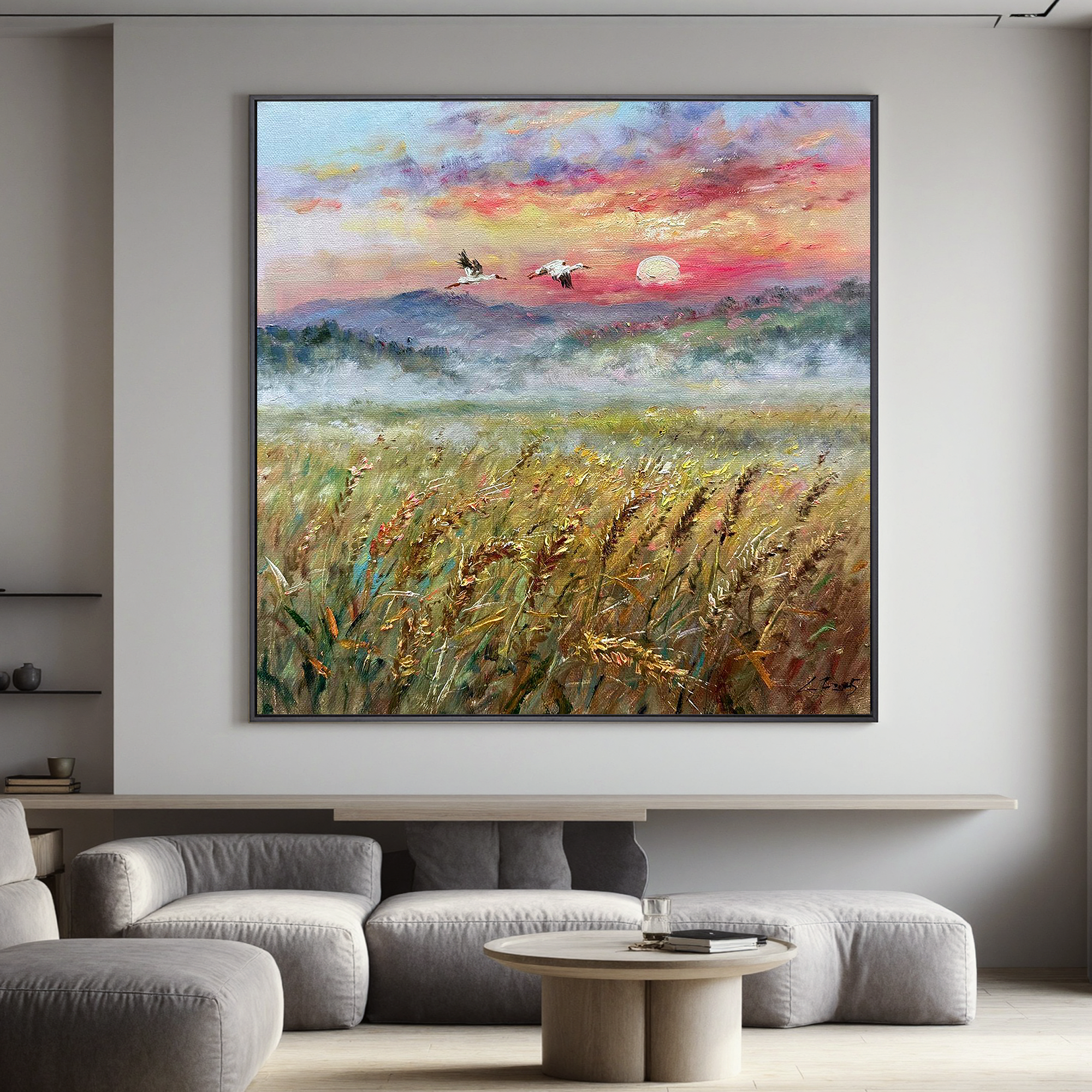 Dawn Over Golden Fields(40''x 40''/ 100 x 100 CM/Frameless Stretched)