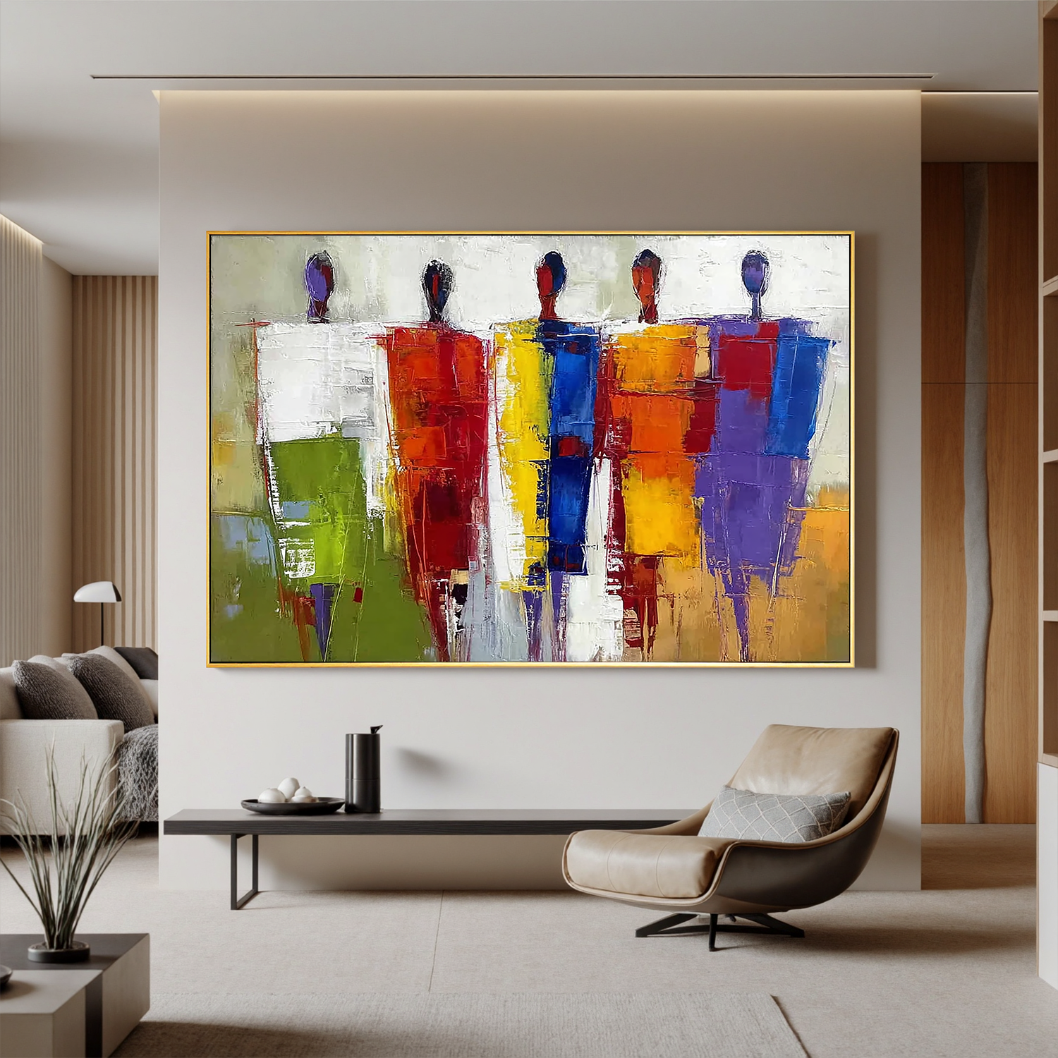 Abstract Figure Oil Painting Canvas – Colorful Modern People Wall Art for Living Room Contemporary Home Decor #OA 0488