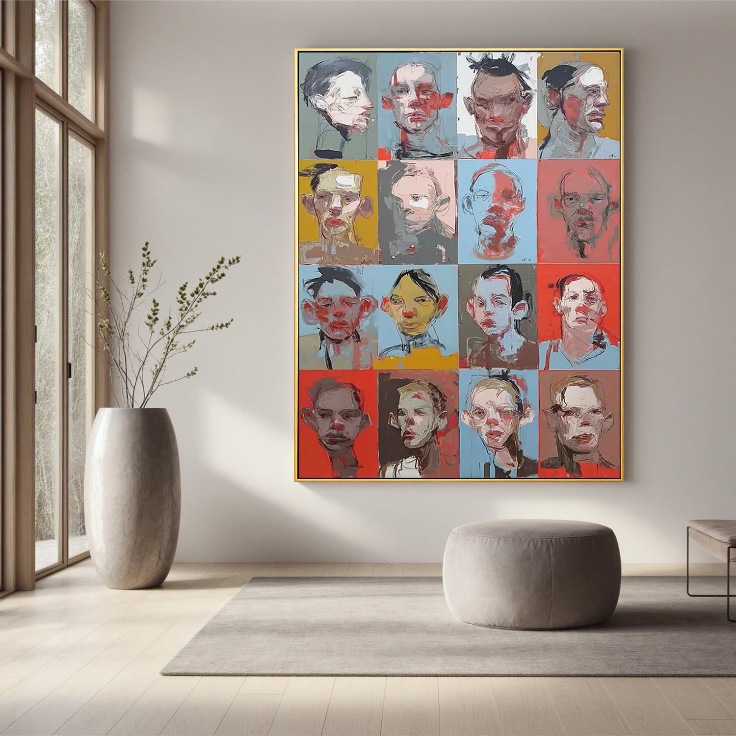 Abstract Portrait Oil Painting, Modern Figurative Faces Wall Art for Living Room Decor#OA 0595