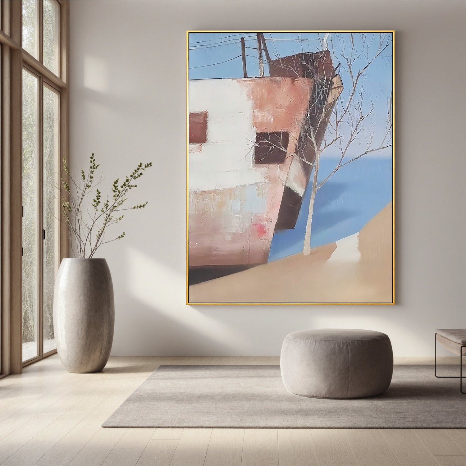 Harbor Fishing Boat-Coastal Fishing Boat Landscape Wall Art