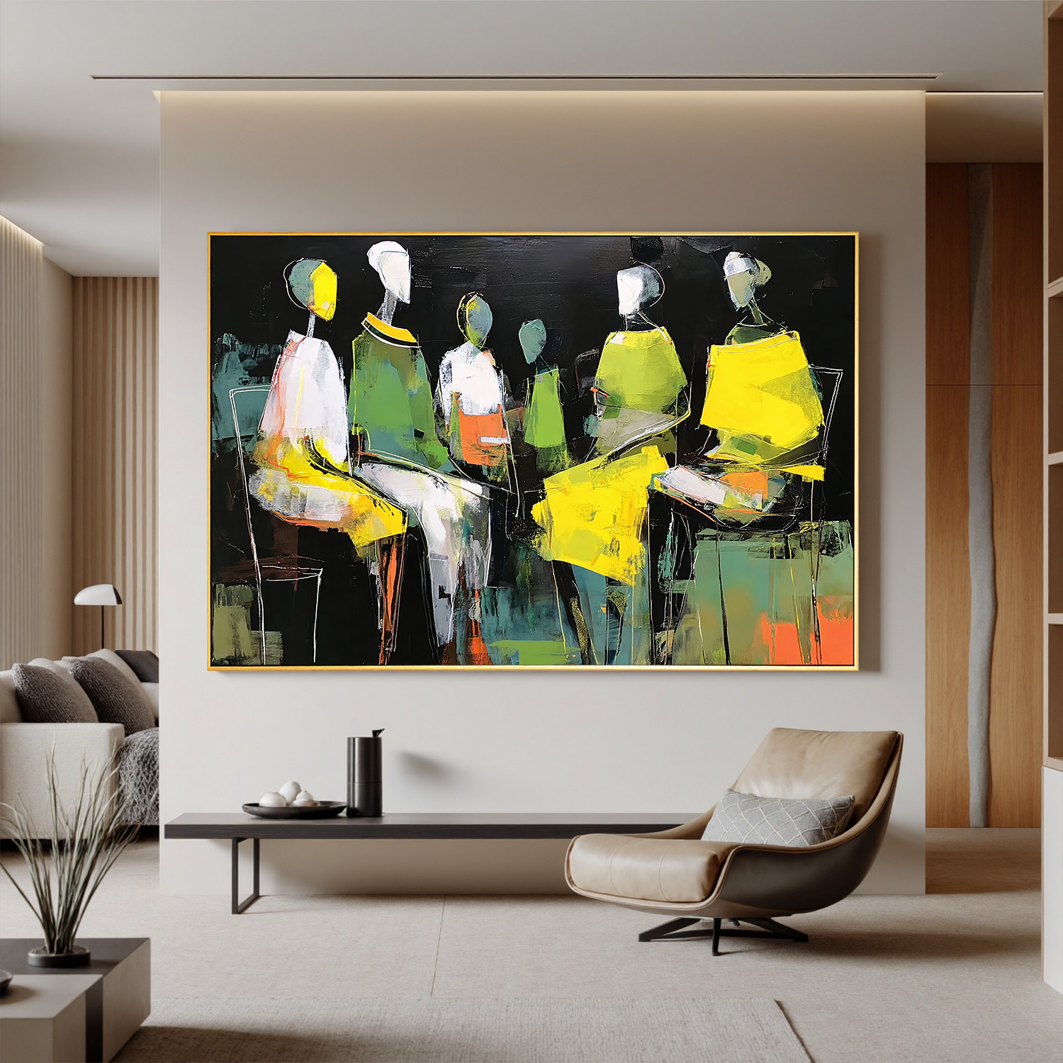 Abstract Figurative Oil Painting Canvas – Modern People Wall Art for Living Room Contemporary Home Decor #OA 0462