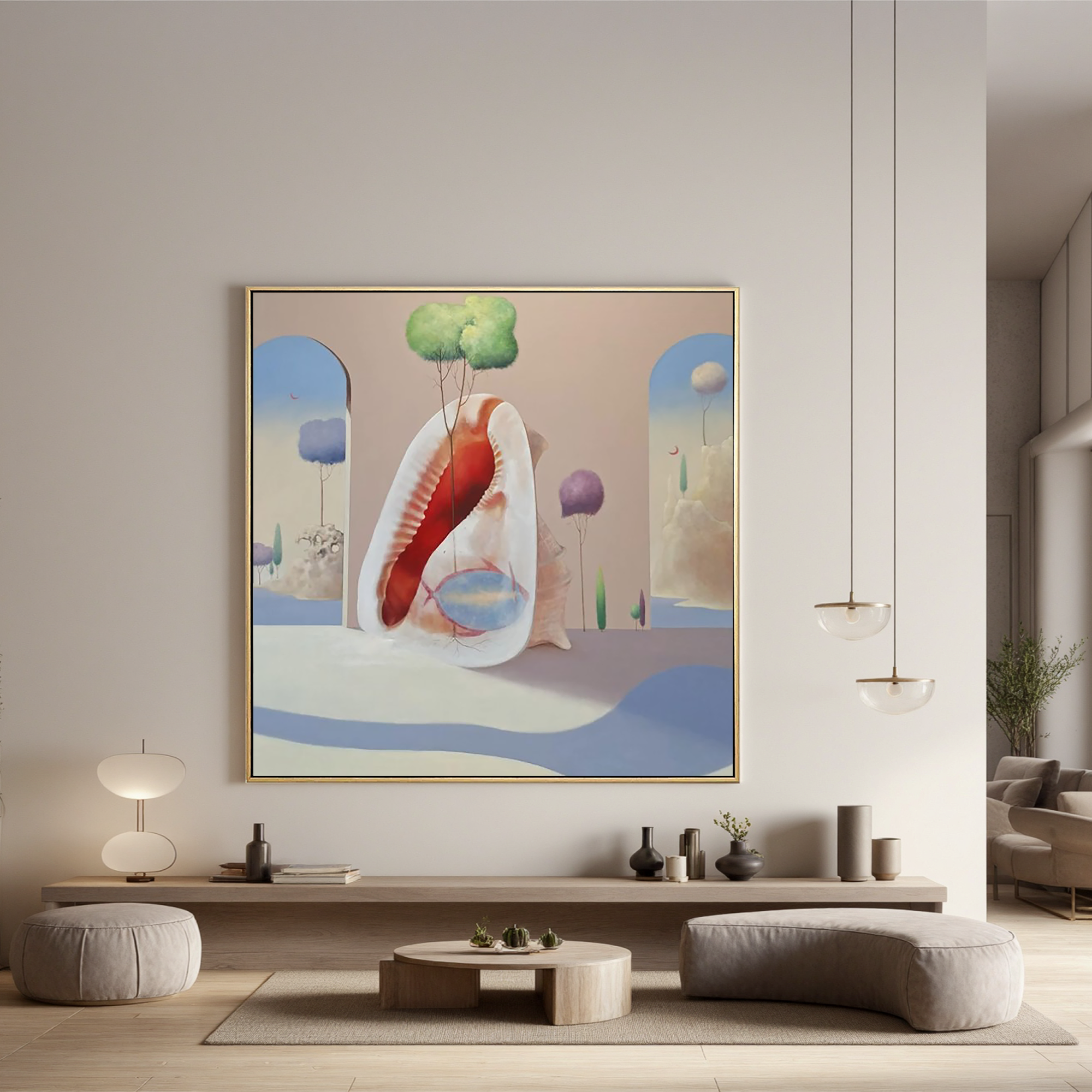 Surreal Shell Garden-Surreal Shell Landscape Wall Art