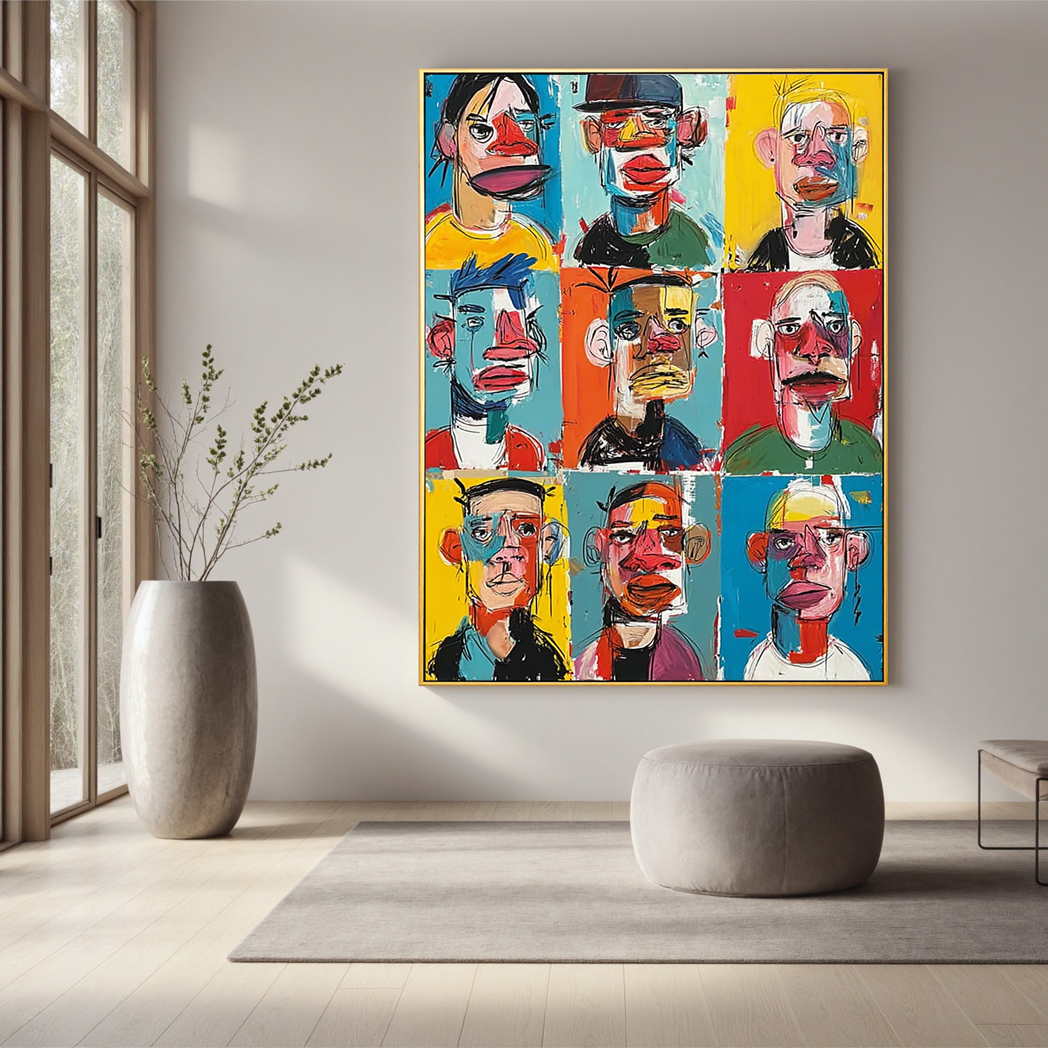 Colorful Abstract Portrait Oil Painting, Modern Graffiti Face Wall Art for Living Room Decor#OA 0580