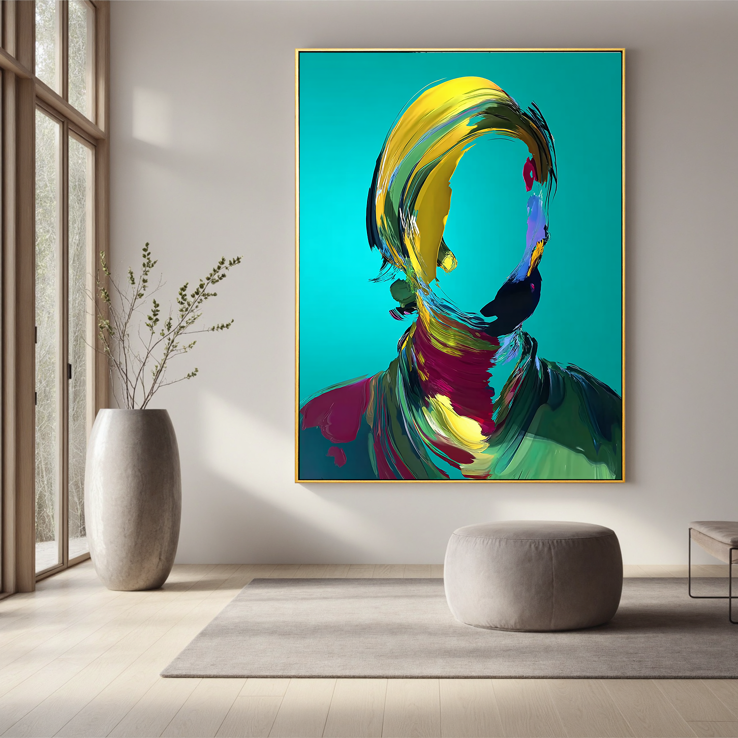 Abstract Faceless Portrait Oil Painting, Colorful Modern Figure Wall Art for Living Room Decor#OA 0596