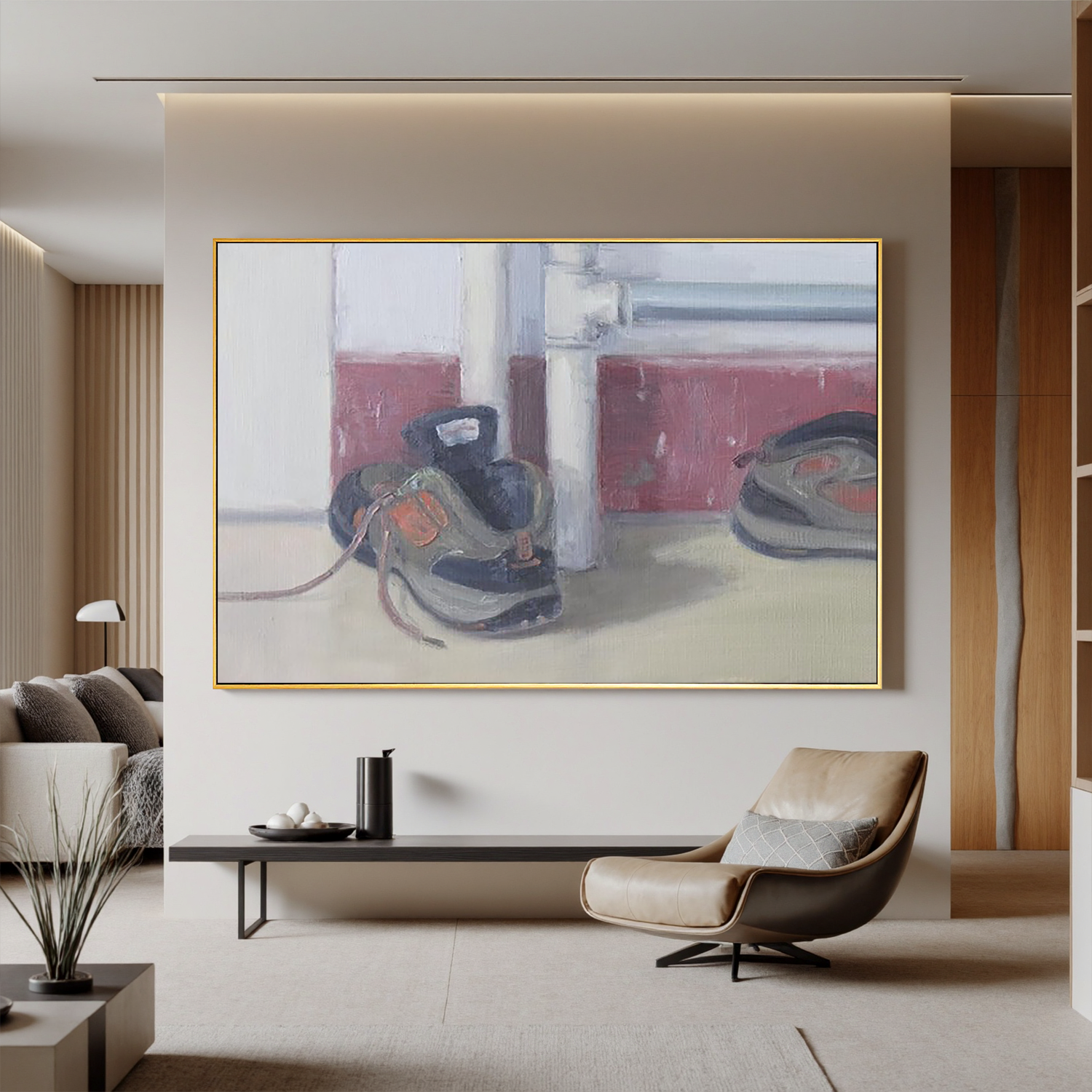 Shoes by the Wall-Casual Shoes Still Life Wall Art