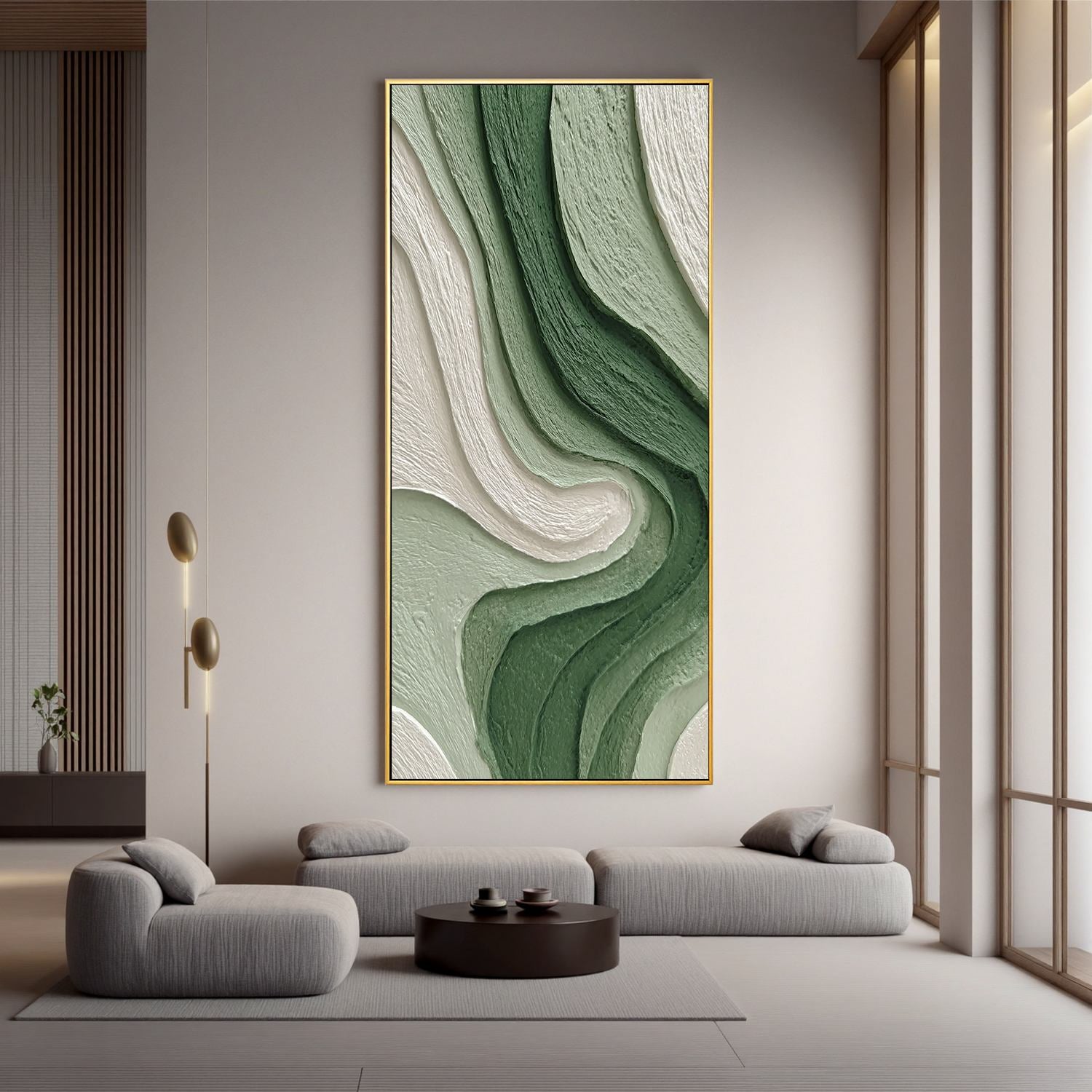 Green Flow · Textured Abstract Oil Painting #OA 0003
