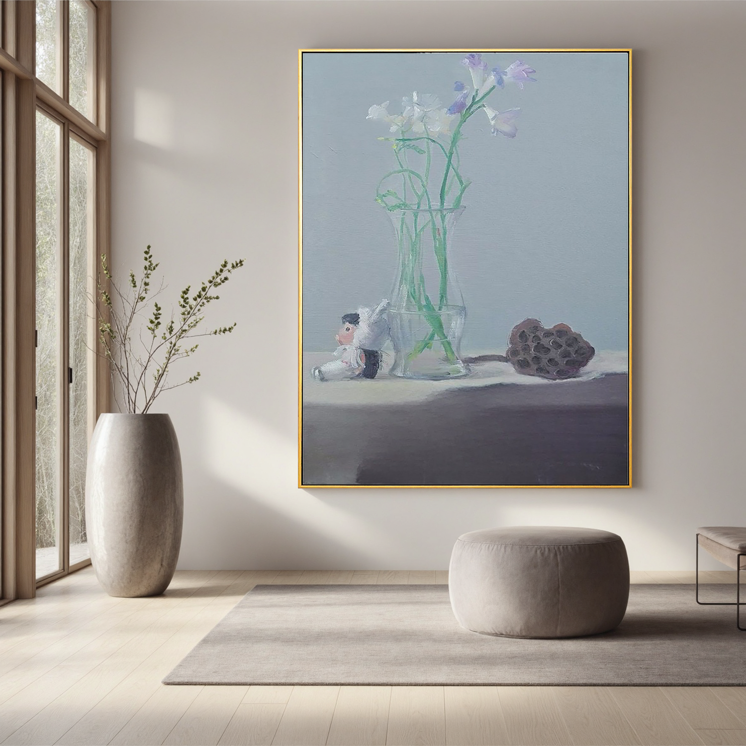 Flowers in a Glass Vase-Minimalist Flower Vase Still Life Wall Art