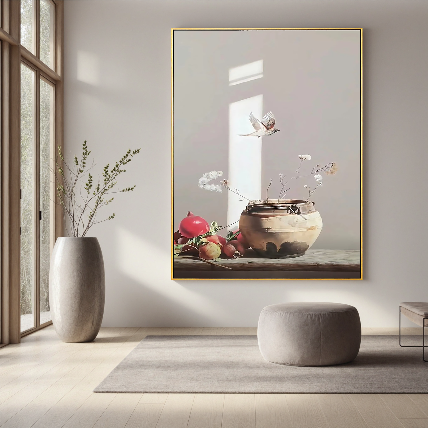 Bird Above the Clay Pot-Bird and Clay Pot Still Life Wall Art