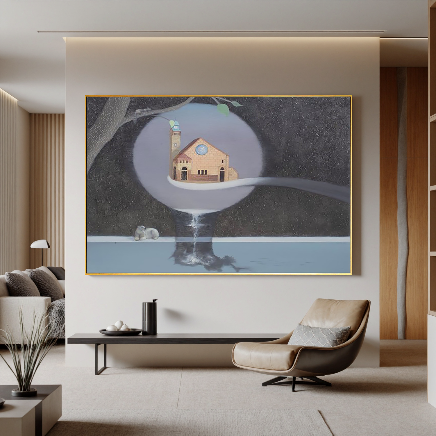 Dream Church in the Sphere-Surreal Church Landscape Wall Art