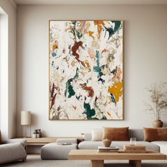 Abstract Textured Oil Painting, Neutral Organic Wall Art for Living Room Decor#OA 0539