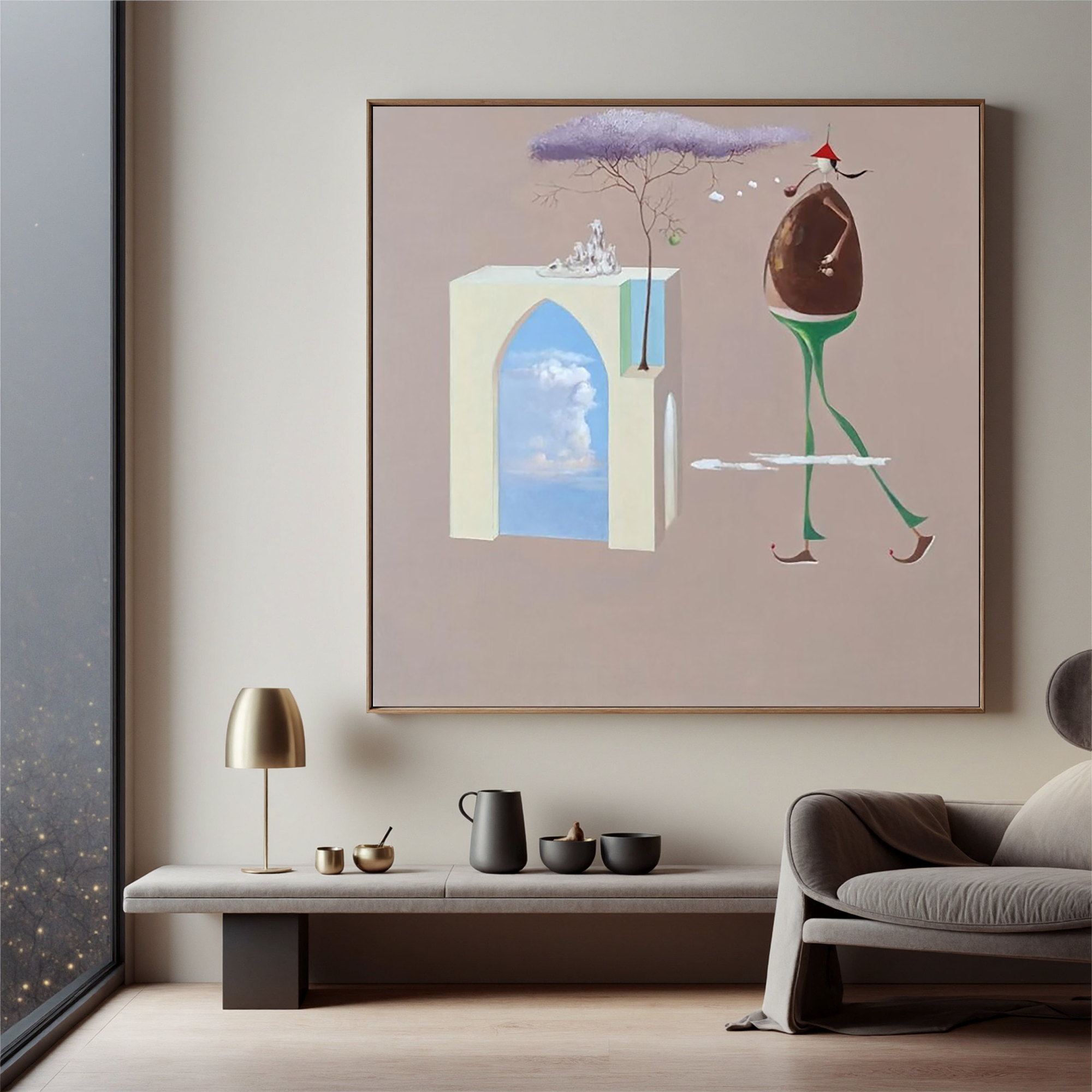 Surreal Walking Figure-Surreal Dream Figure Abstract Wall Art