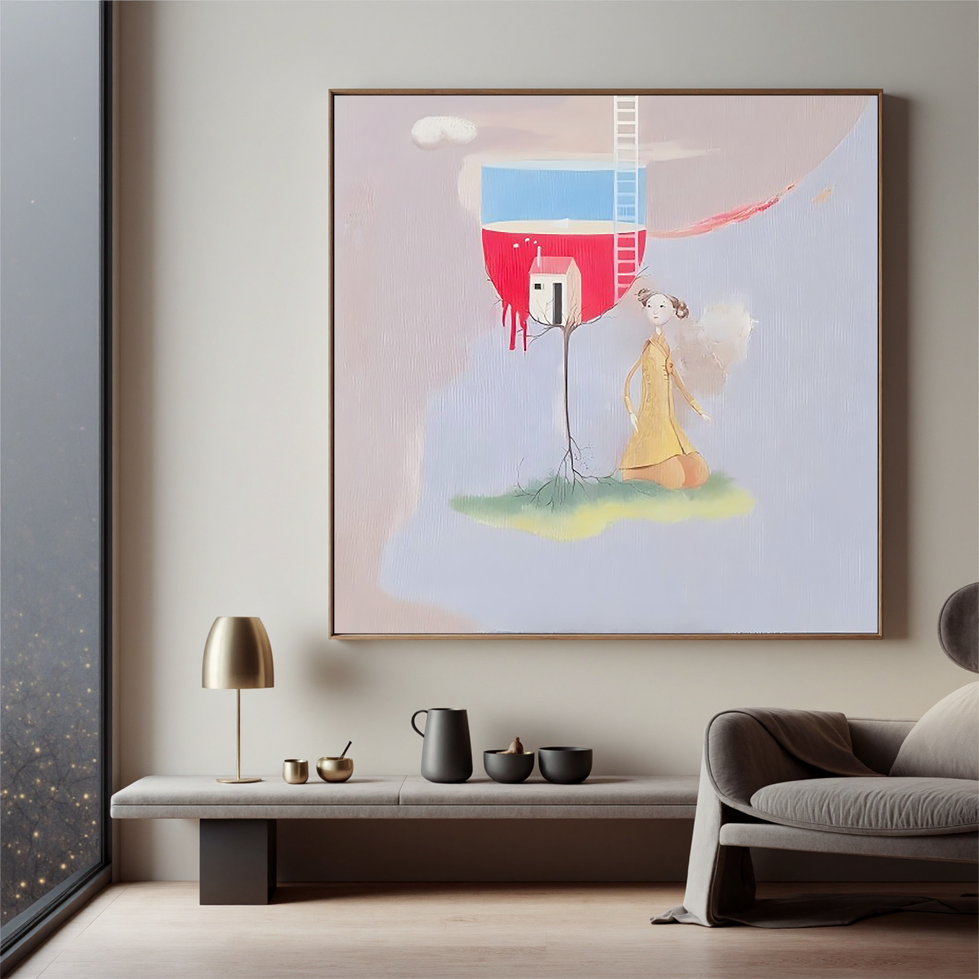 Dream House in a Glass-Surreal Dream House Wall Art
