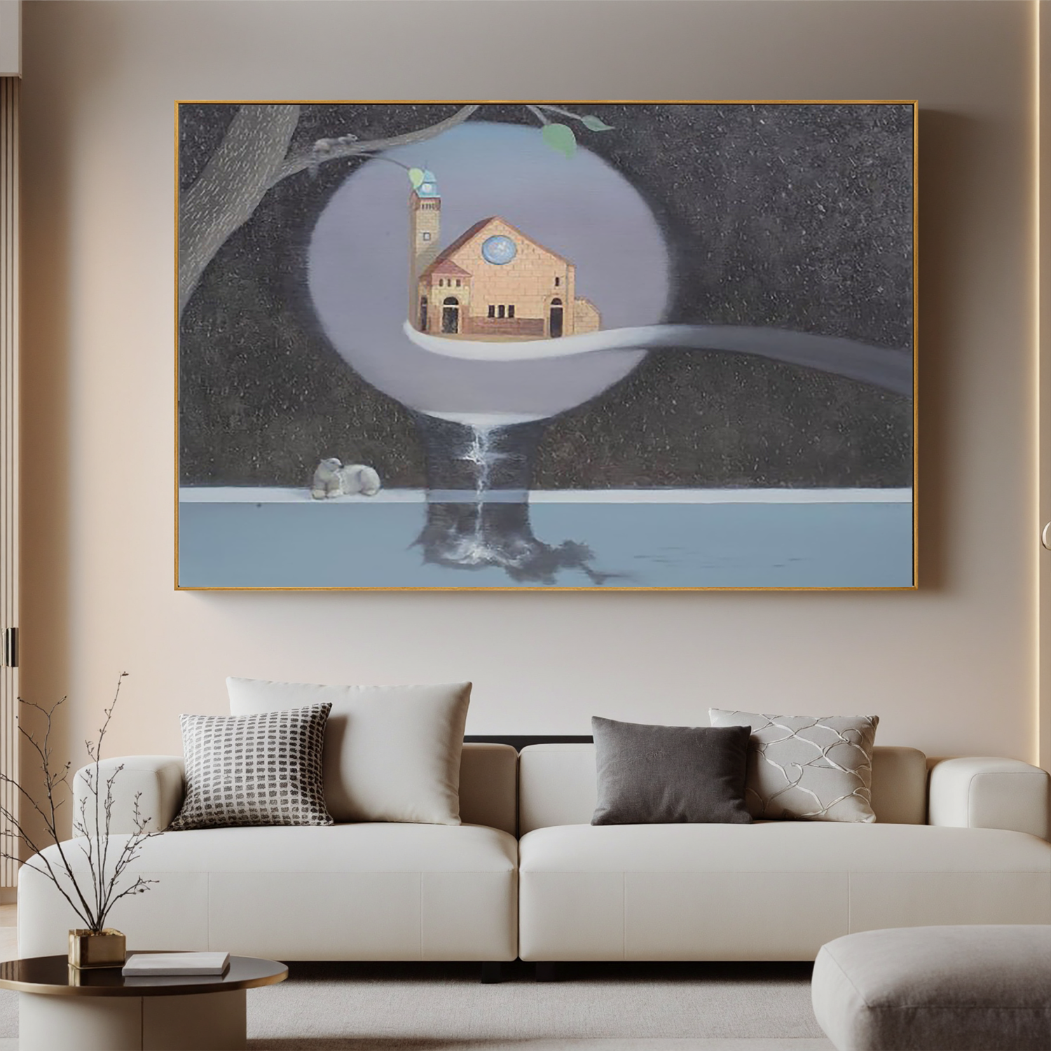Dream Church in the Sphere-Surreal Church Landscape Wall Art