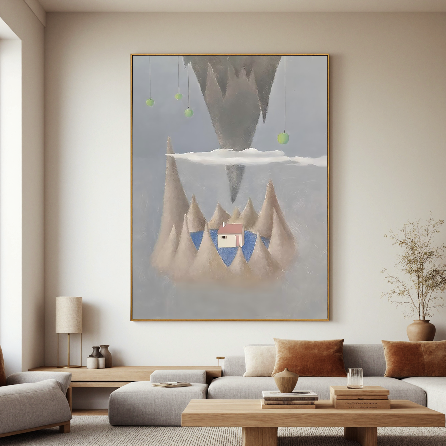 Floating Mountain House-Surreal Floating Mountain Landscape Wall Art
