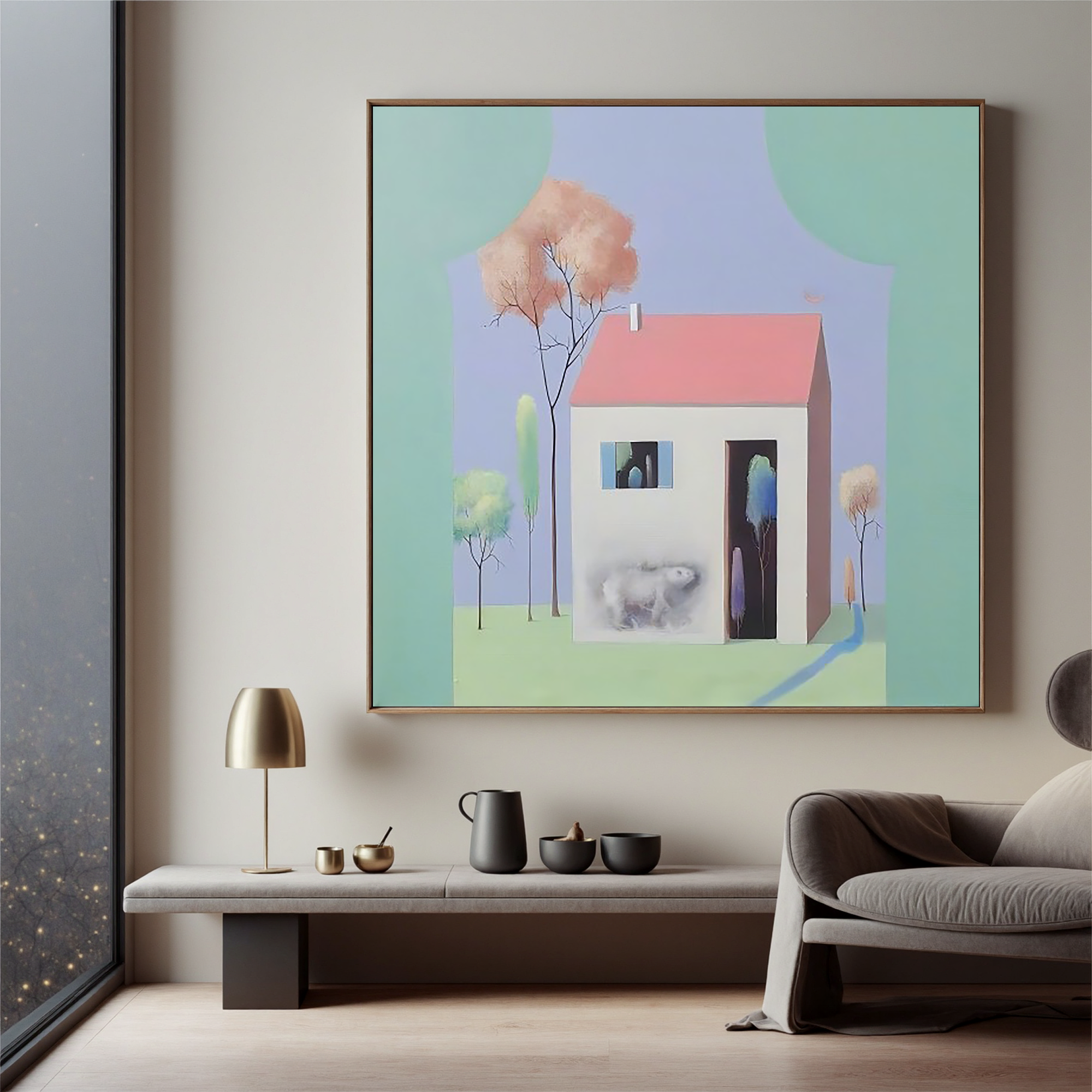 Quiet House in the Garden-Minimalist Dream House Wall Art
