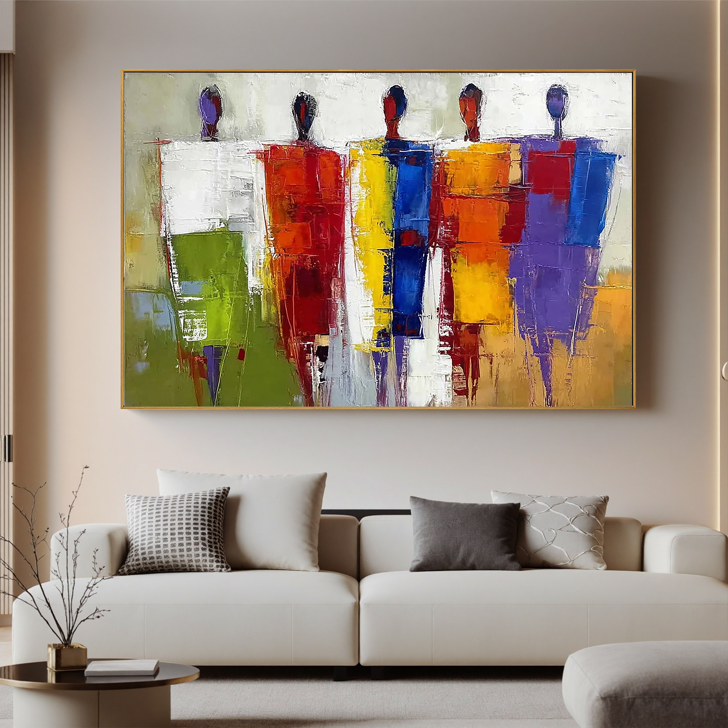 Abstract Figure Oil Painting Canvas – Colorful Modern People Wall Art for Living Room Contemporary Home Decor #OA 0488