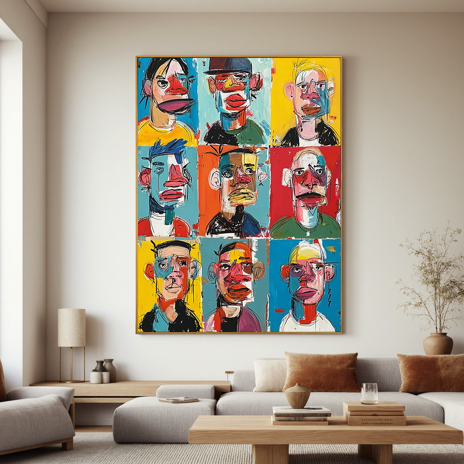 Colorful Abstract Portrait Oil Painting, Modern Graffiti Face Wall Art for Living Room Decor#OA 0580