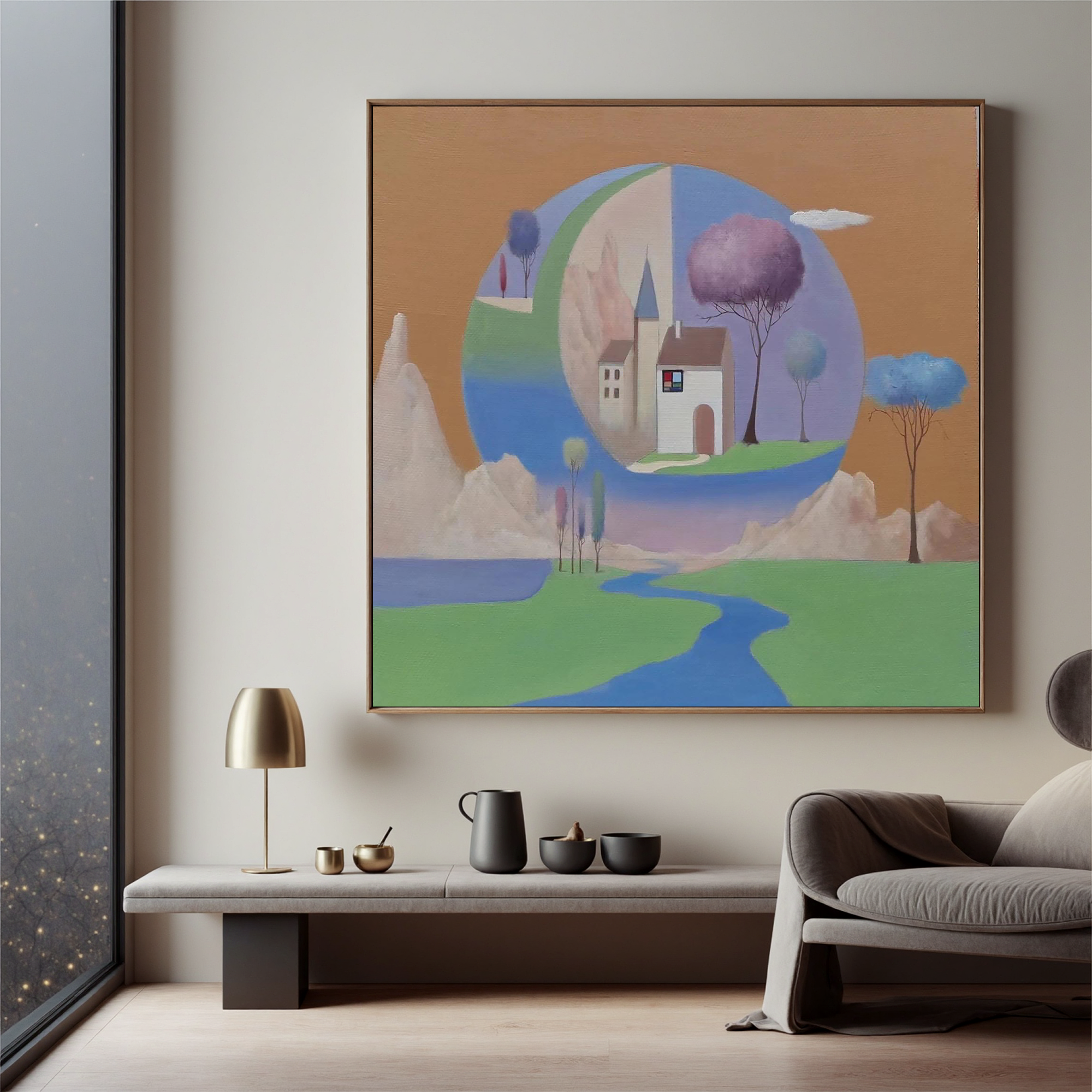 Dreamlike Sphere Landscape-Surreal Dream Landscape Wall Art
