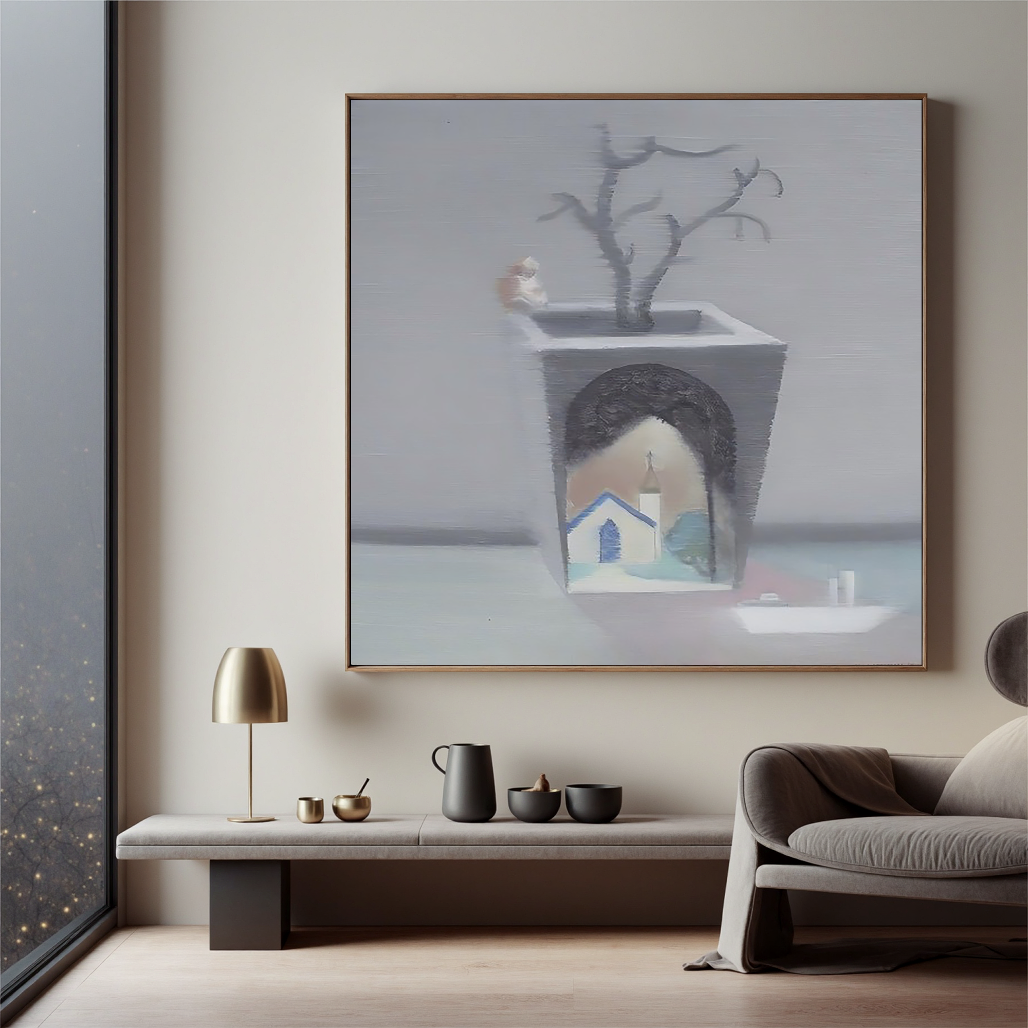House in the Flower Pot-Surreal House Flower Pot Wall Art