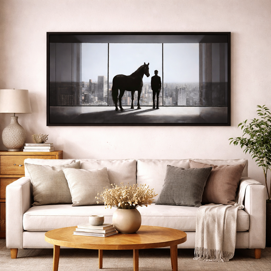 Outset（32''x 62''/ 80 x 160 CM/Stretched + Black Wooden Frame）