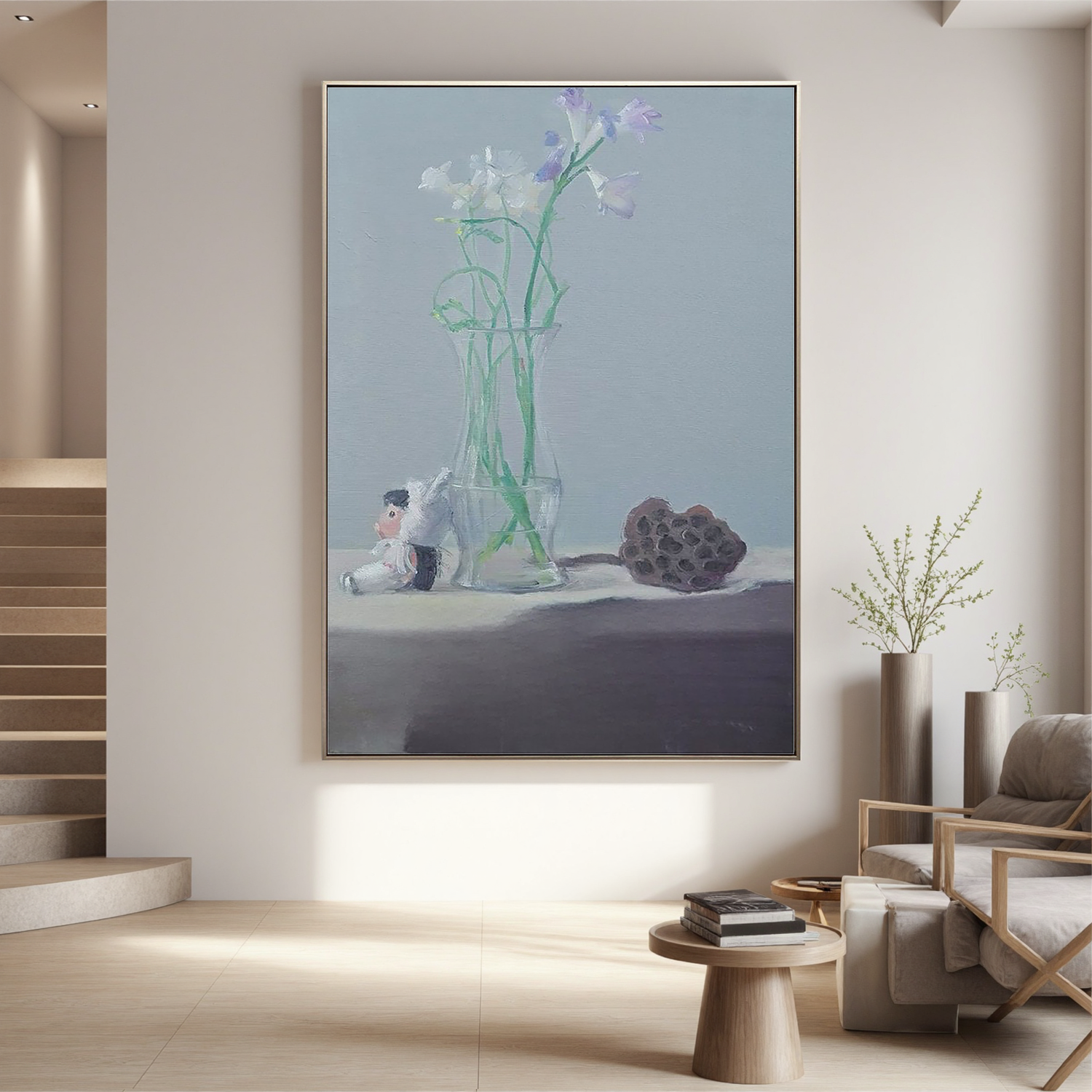 Flowers in a Glass Vase-Minimalist Flower Vase Still Life Wall Art