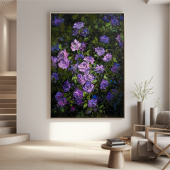 “Purple Rose Floral Oil Painting – Romantic Flower Wall Art, Hand-Painted Textured Canvas for Living Room Bedroom Decor” #OA 0615