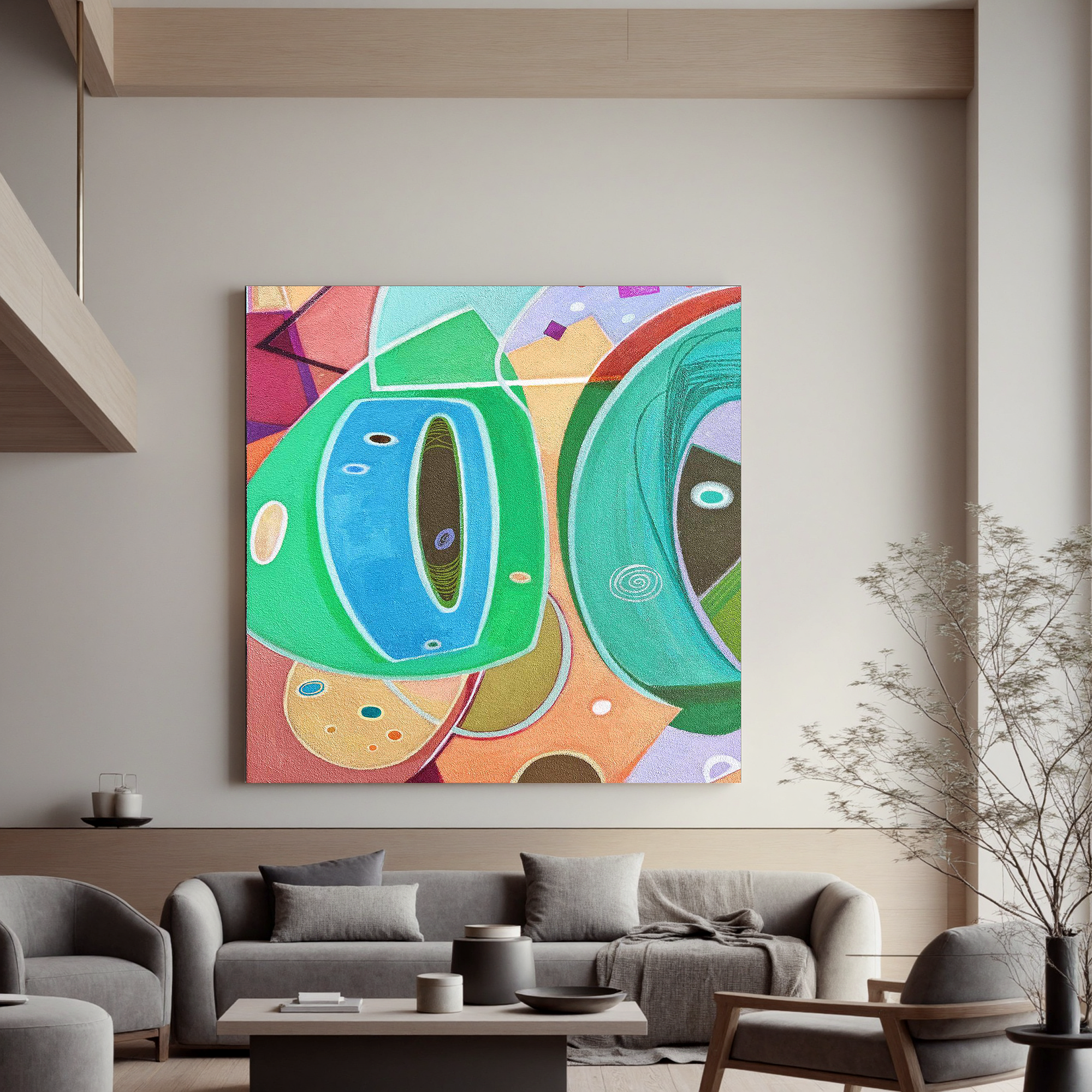 Rhythm of Shapes(31''x 31''/ 80 x 80 CM/Frameless Stretched)