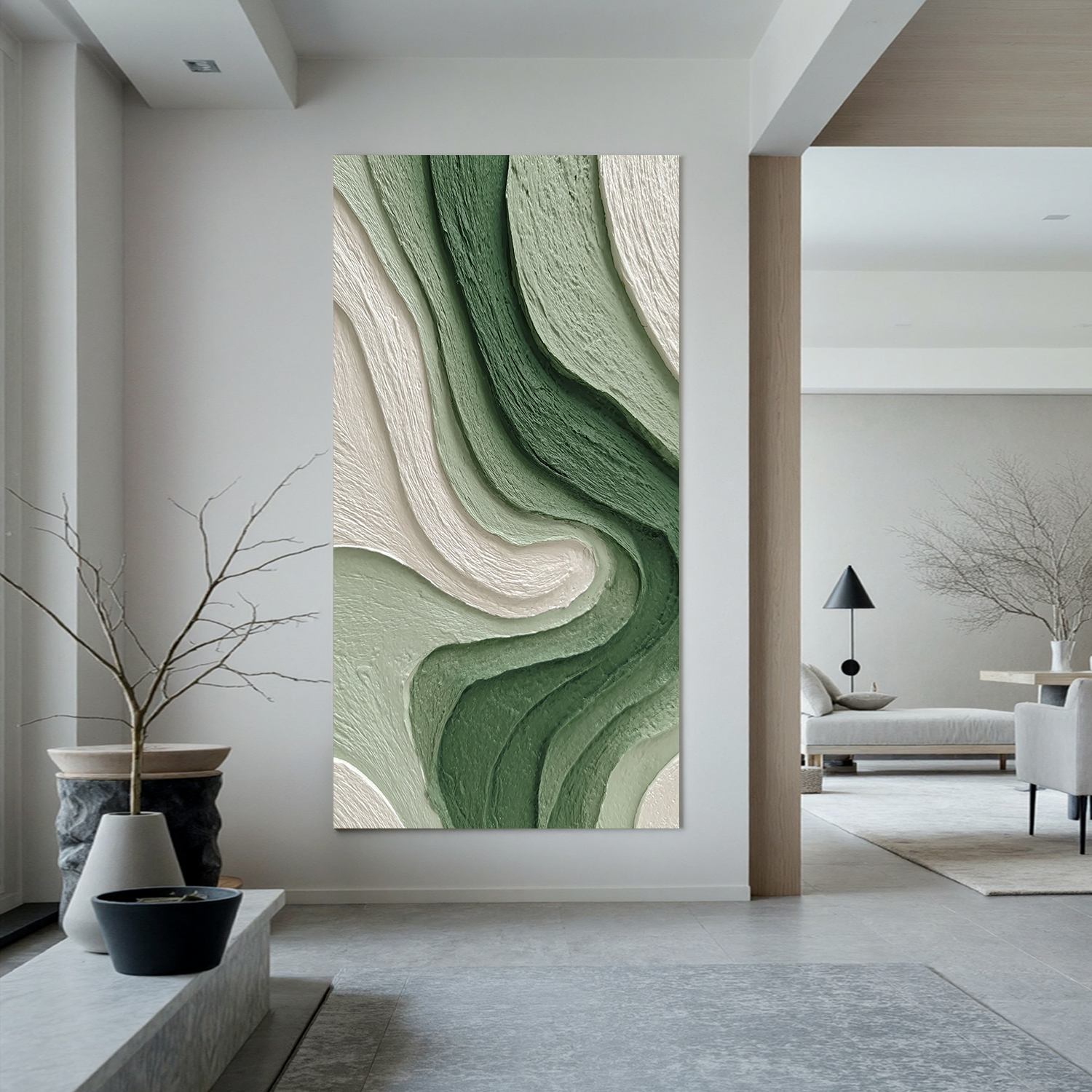 Green Flow · Textured Abstract Oil Painting #OA 0003