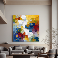 “Colorful Abstract Mosaic Oil Painting – Hand-Painted Textured Modern Canvas Wall Art for Living Room Decor” #OA 0475