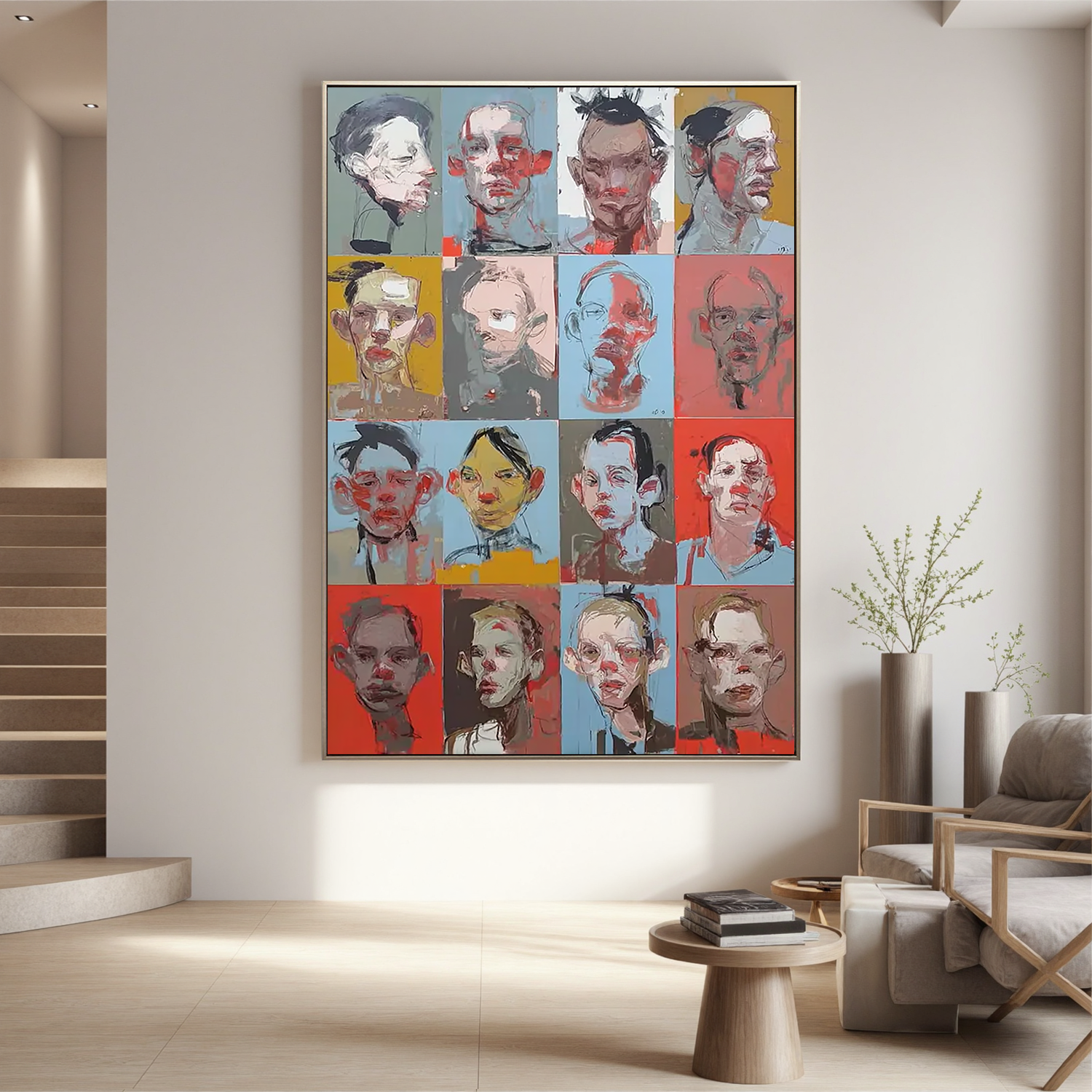 Abstract Portrait Oil Painting, Modern Figurative Faces Wall Art for Living Room Decor#OA 0595