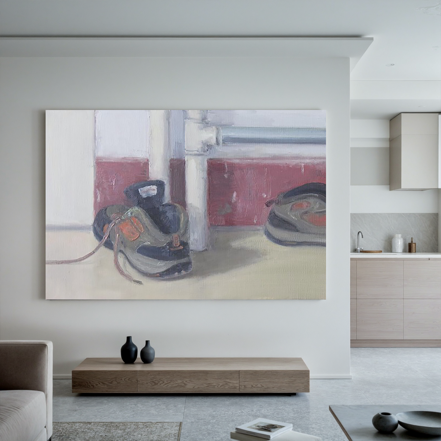 Shoes by the Wall-Casual Shoes Still Life Wall Art