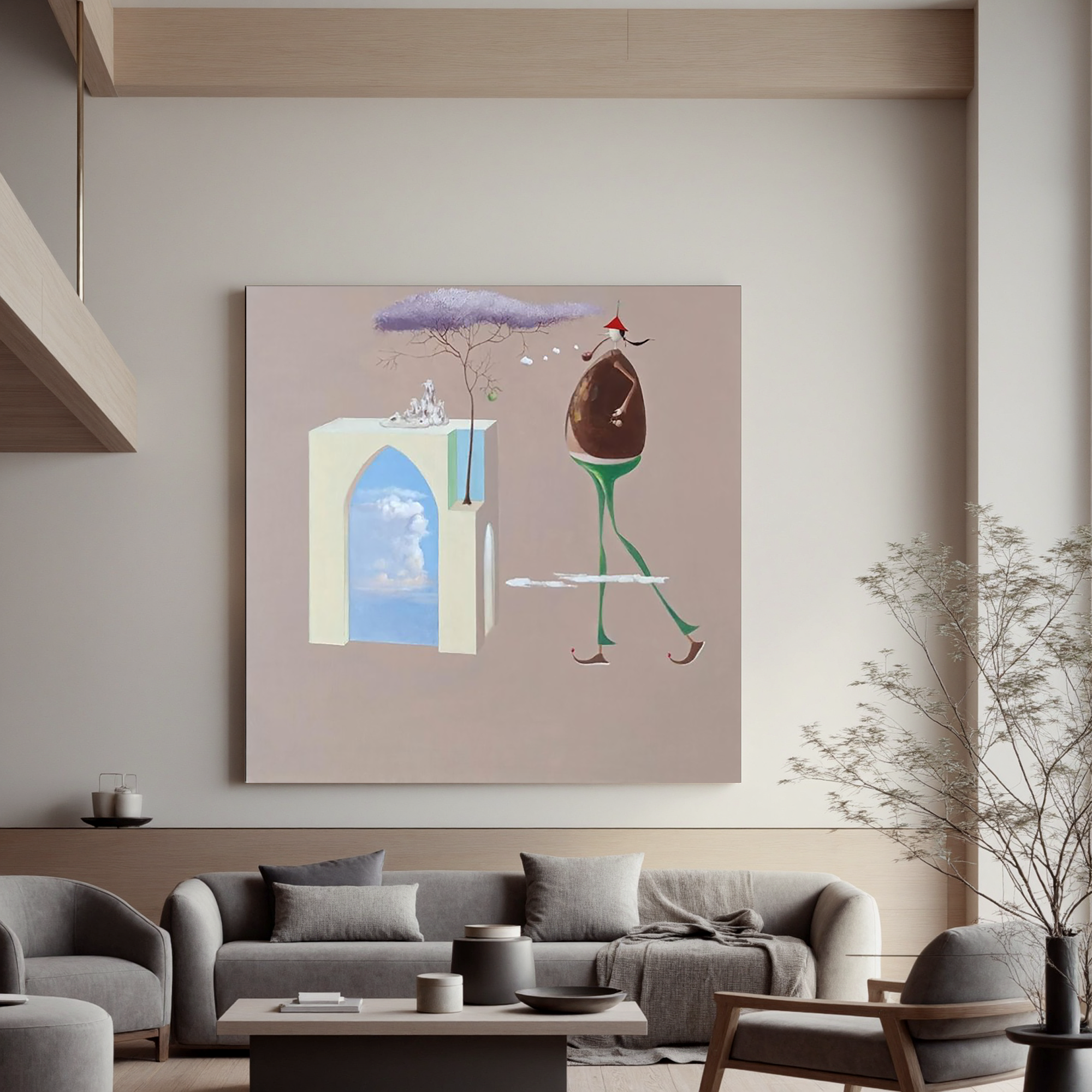 Surreal Walking Figure-Surreal Dream Figure Abstract Wall Art