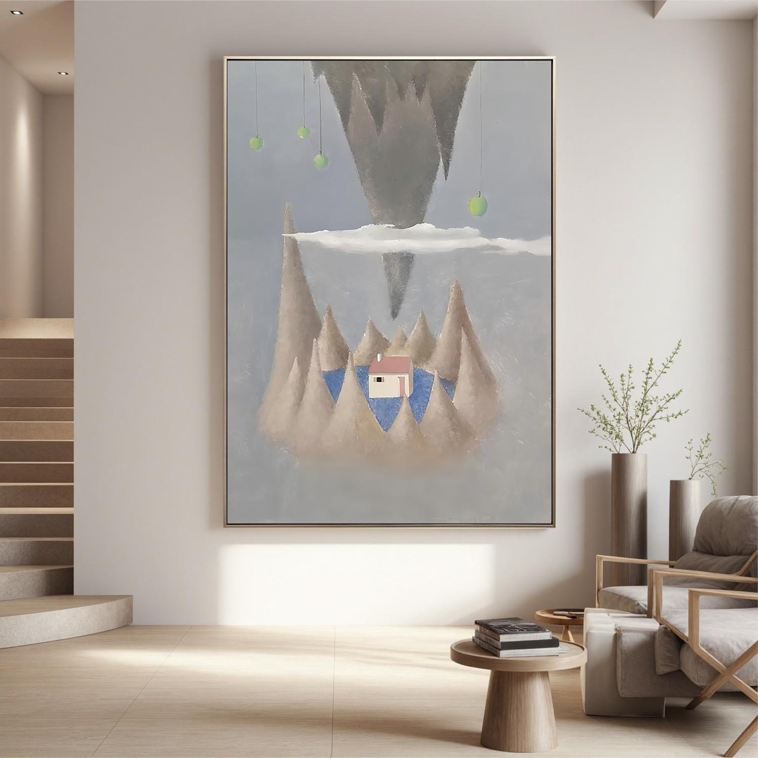 Floating Mountain House-Surreal Floating Mountain Landscape Wall Art