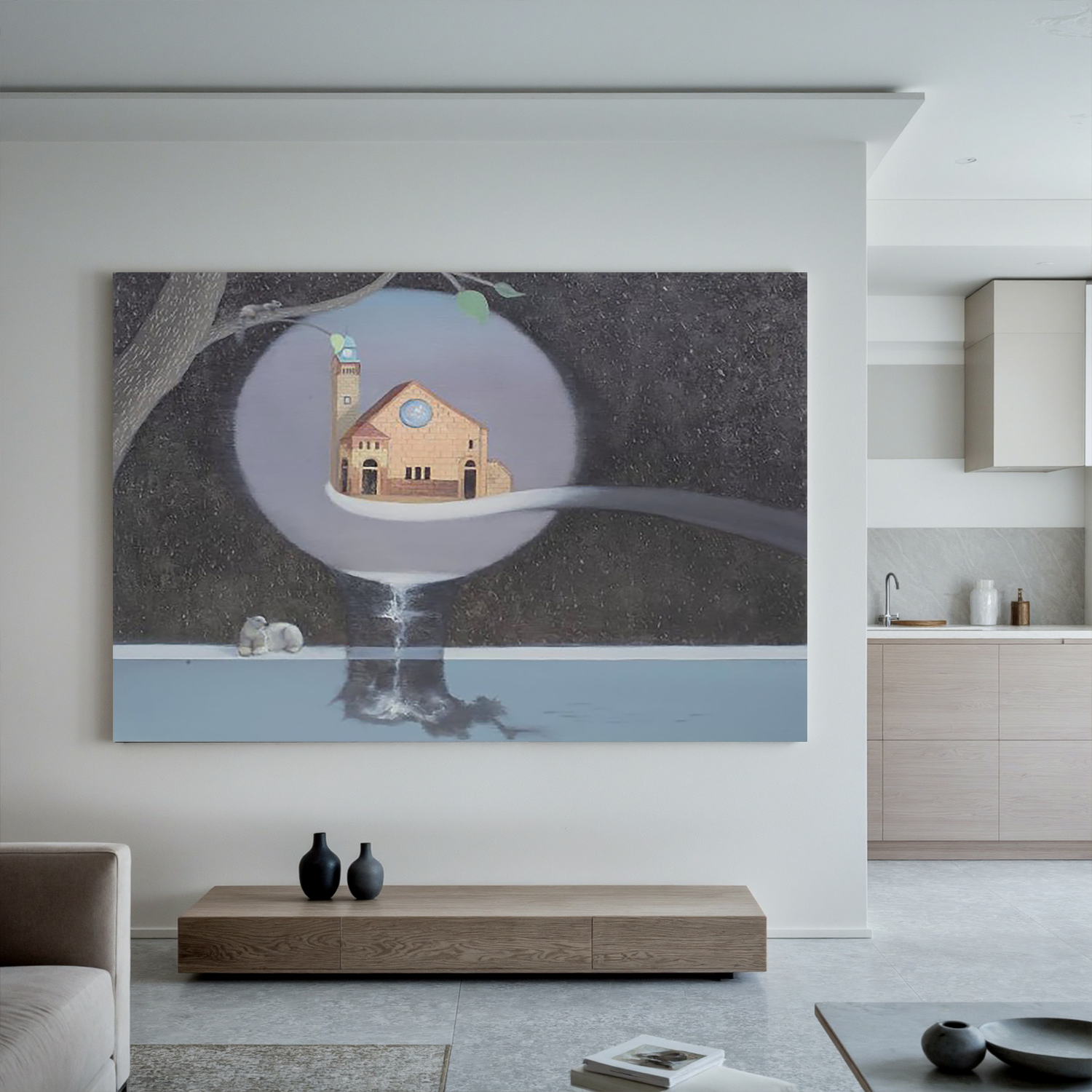 Dream Church in the Sphere-Surreal Church Landscape Wall Art