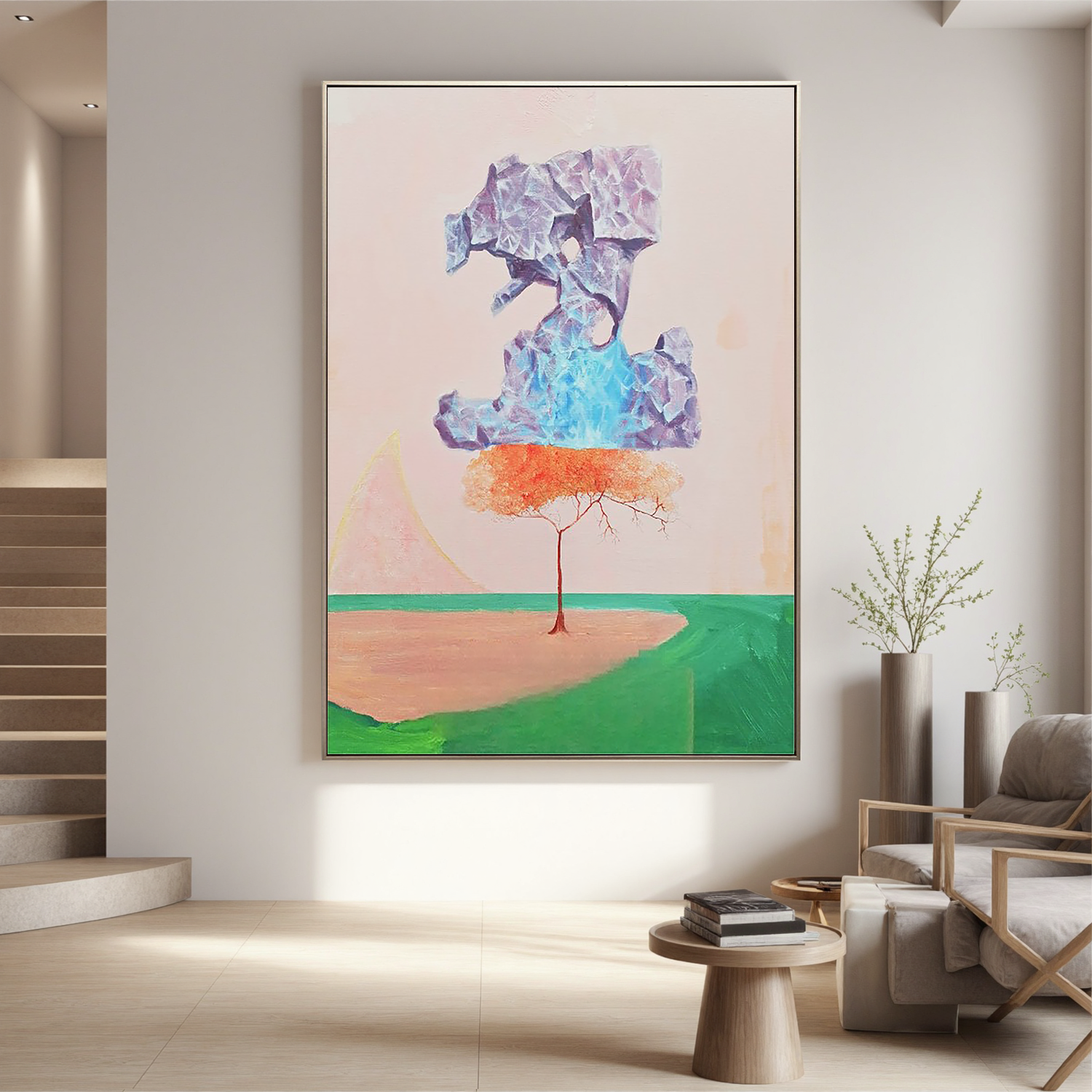 Floating Crystal Tree-Surreal Floating Crystal Tree Wall Art