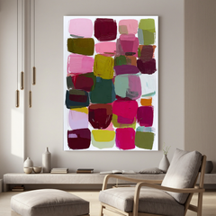 Color Block Abstract Oil Painting, Modern Colorful Wall Art for Living Room Decor #OA 0560