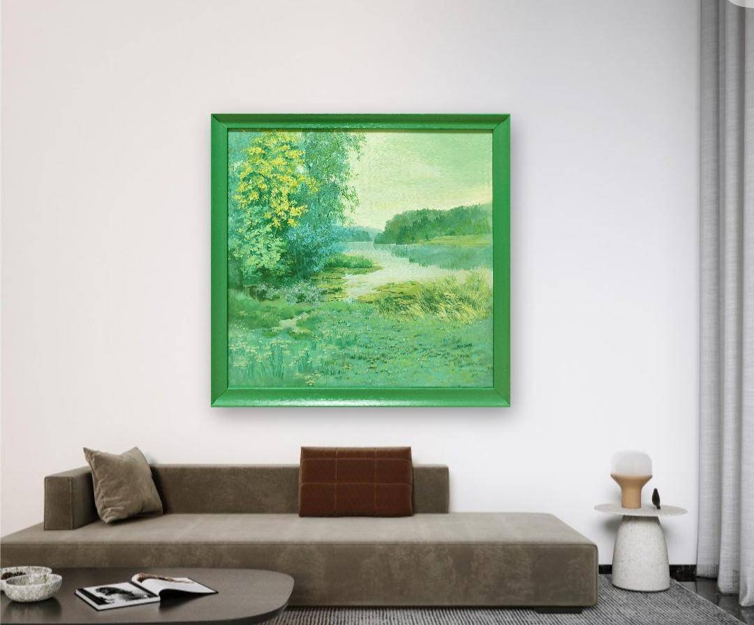 Emerald green(32''x 32''/ 80 x 80 CM/Stretch+Green Frame)