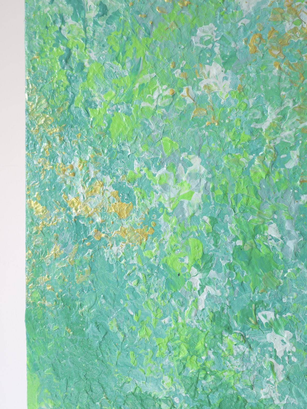 Green Abstract Oil Painting – Modern Textured Canvas Wall Art Inspired by Nature for Living Room Decor # OA 0821
