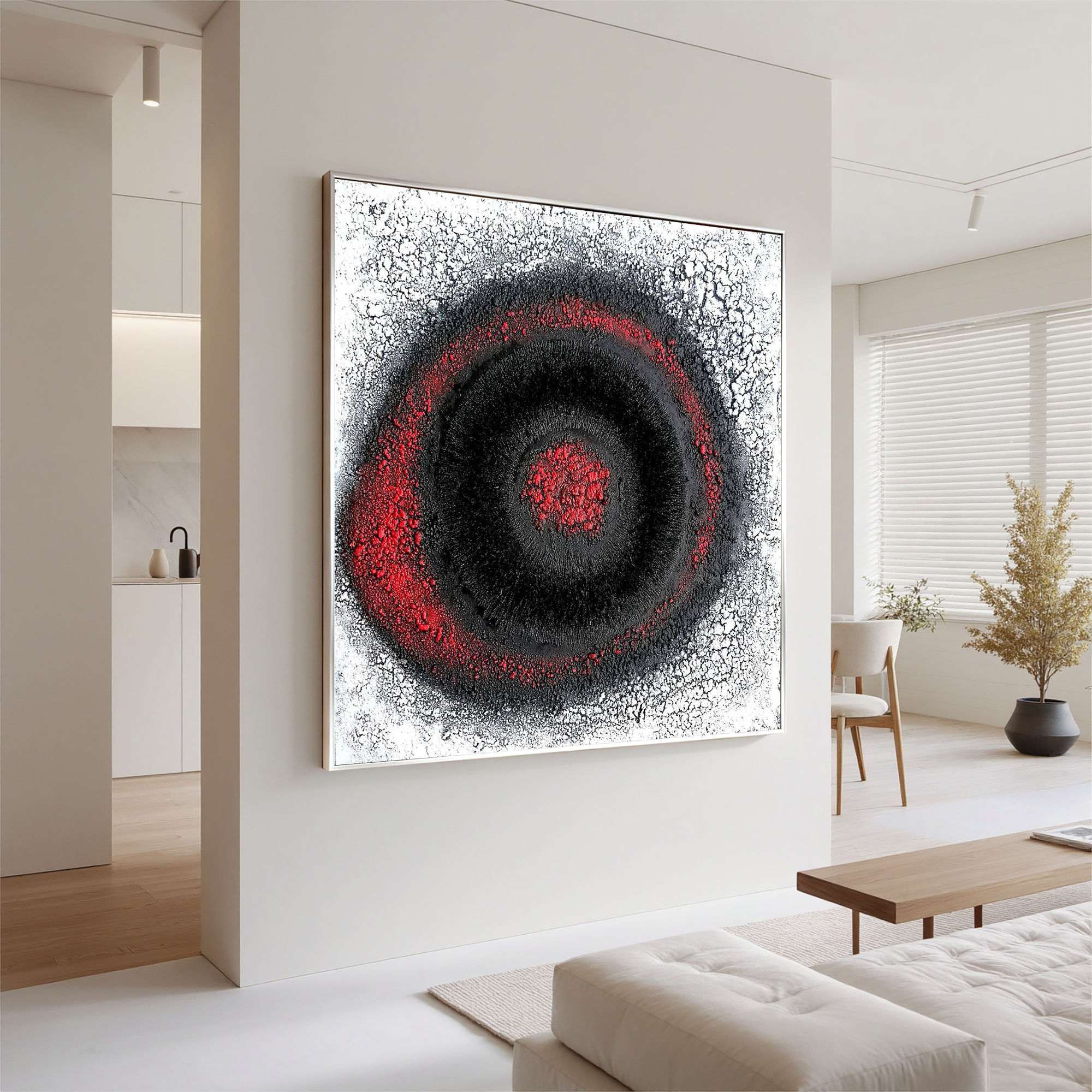 Black and Red Abstract Textured Painting – Bold Modern Statement Canvas Wall Art for Living Room Decor #OA 0820