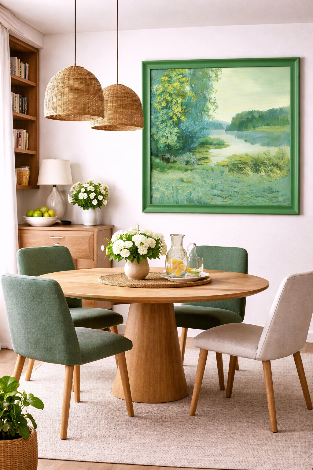 Emerald green(32''x 32''/ 80 x 80 CM/Stretch+Green Frame)