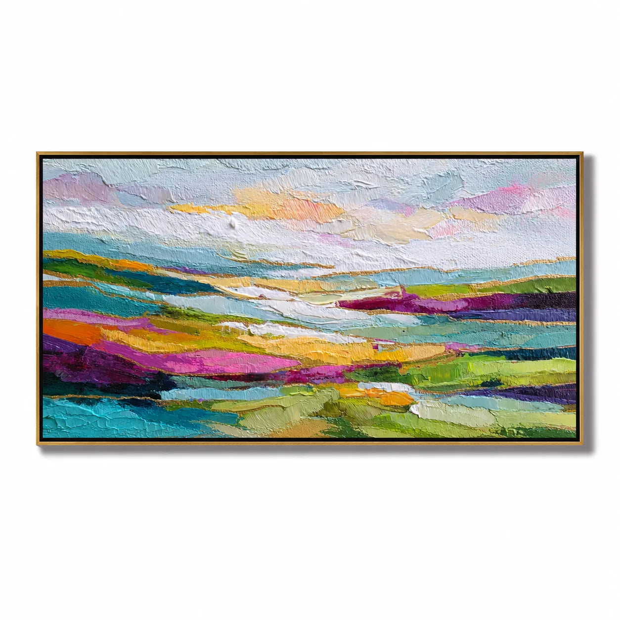 Colorful Abstract Landscape Hand-Painted Oil Painting | Large Horizontal Wall Art for Living Room & Bedroom#OA 0914