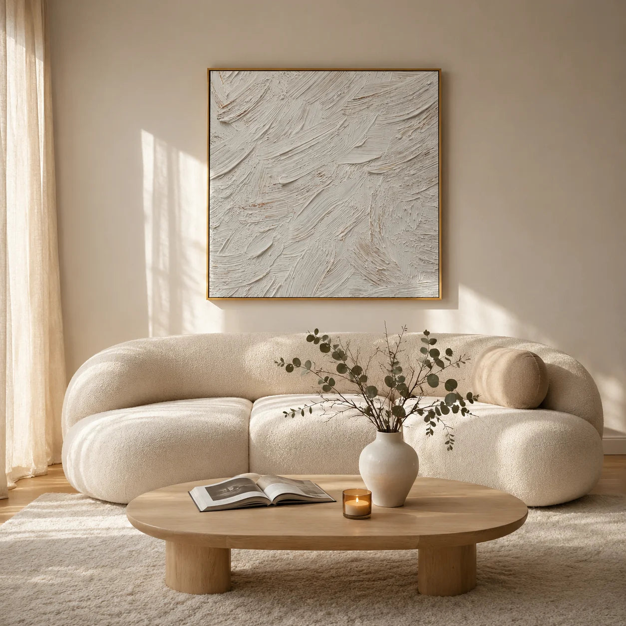Minimalist White Textured Abstract Painting – Modern Neutral Wall Art#OA 0908